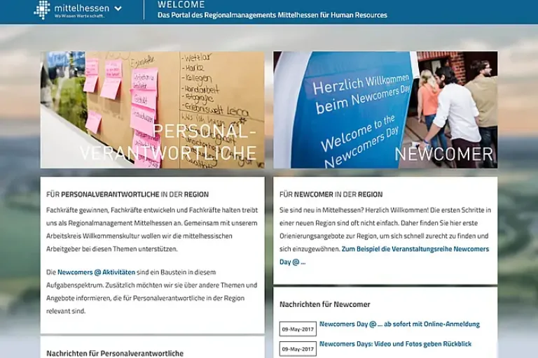 Regionales Portal für Personalverantwortliche und Newcomer